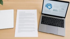 小規模事務所の机に置かれたマニュアルとパソコンのイメージ